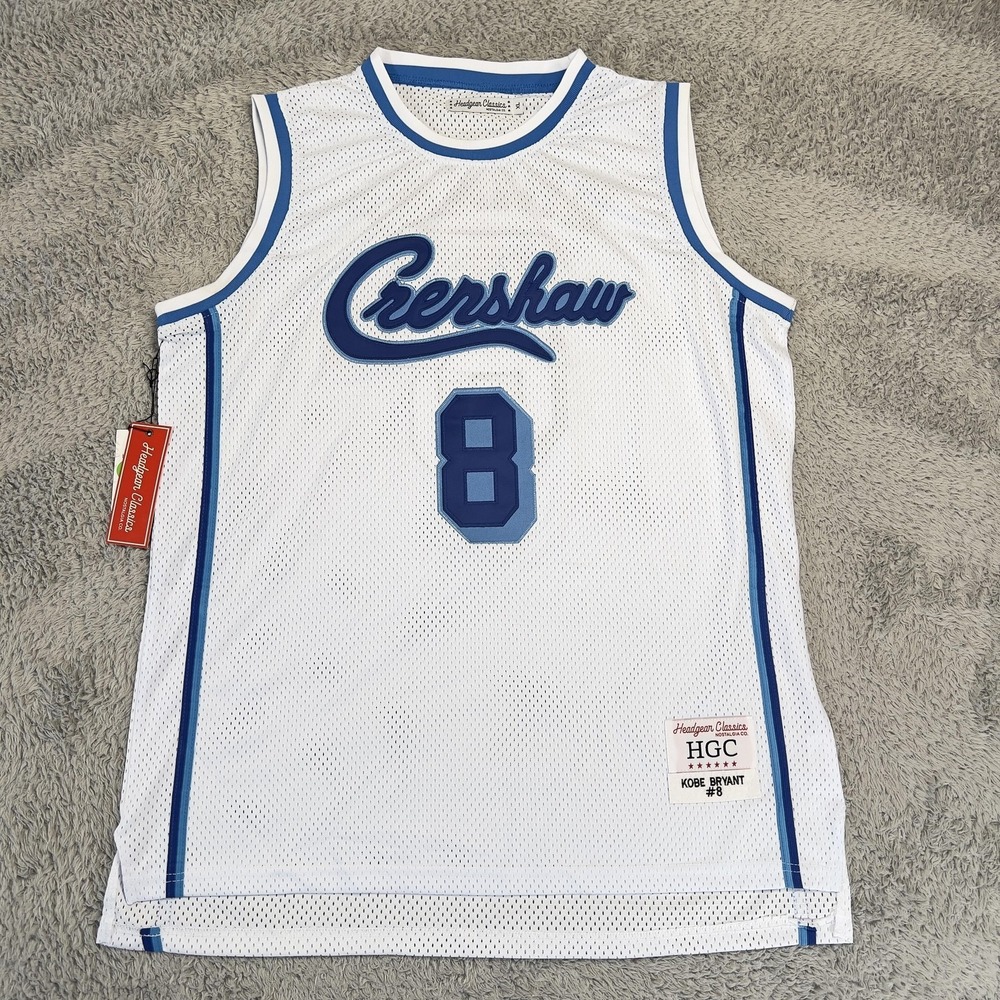 Crenshaw‎ Jersey Mens XL White Blue Basketball Kobe Bryant 8 Headgear Classics